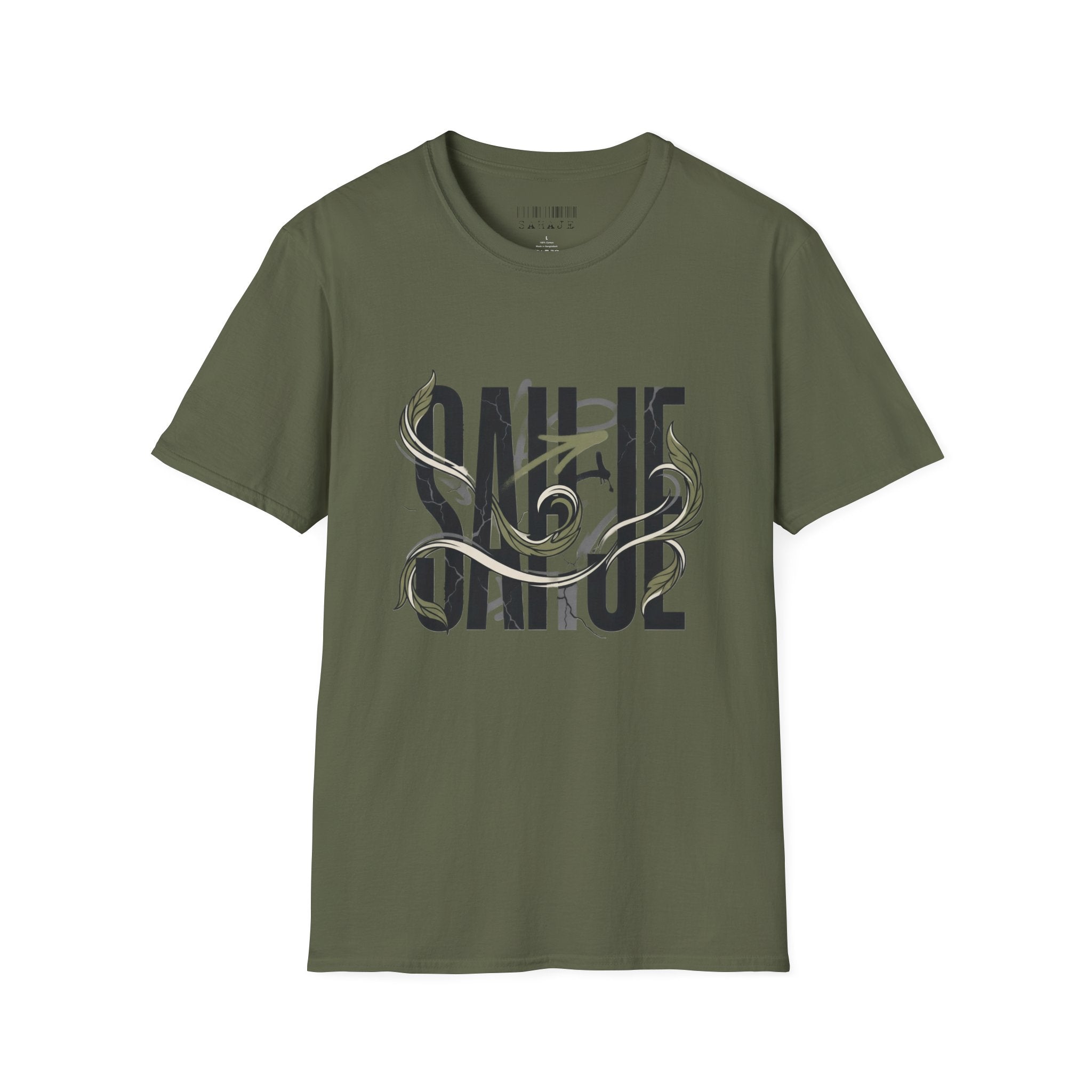 Saurus Graphic T-Shirt — Retro Block Lettering with Snake Illustration