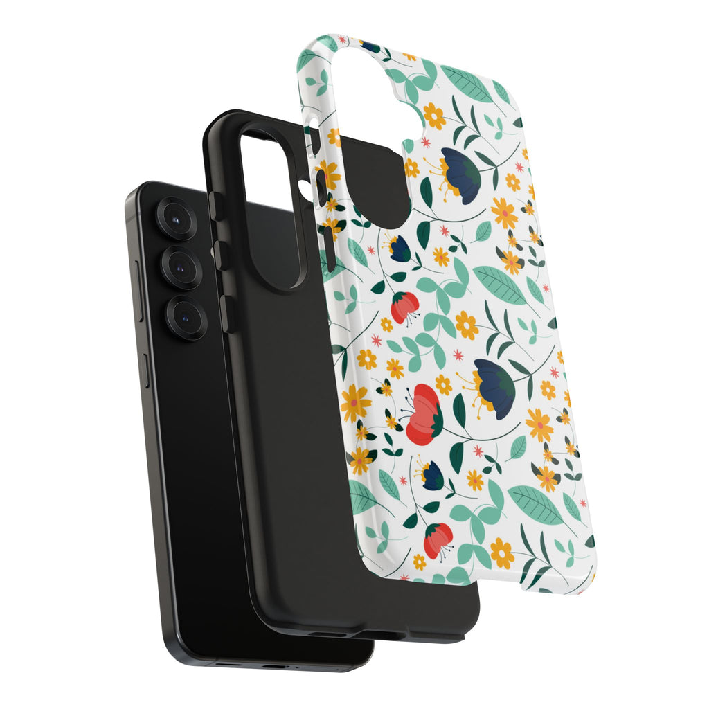 Floral Pattern Tough Phone Case — Colorful Spring Flowers Phone Cover