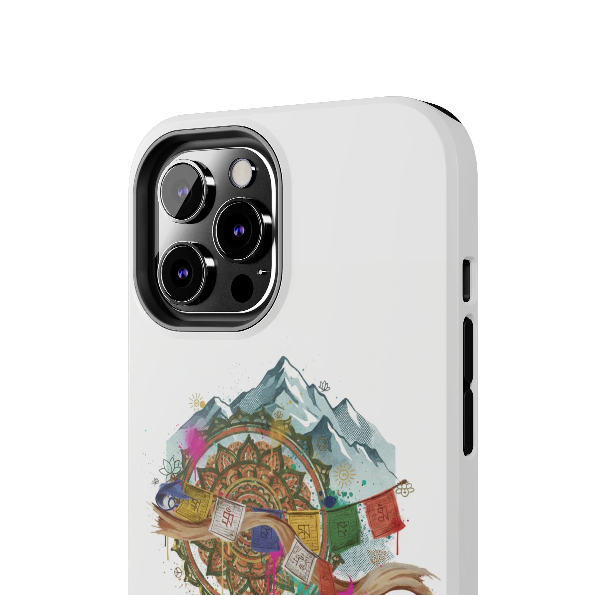 Mountain Compass Tough Phone Case with Prayer Flags & Fish Design
