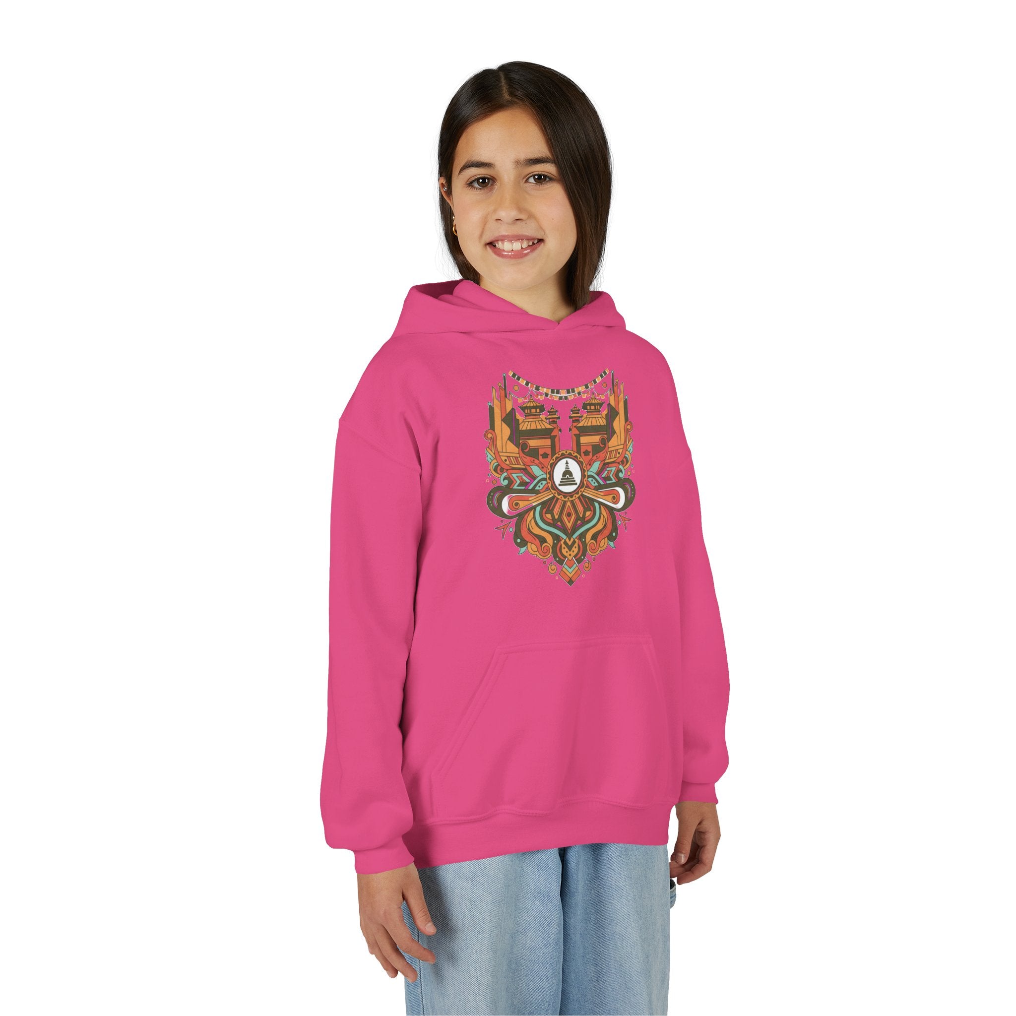 Youth Hoodie — Rustic Peace Mandala Graphic