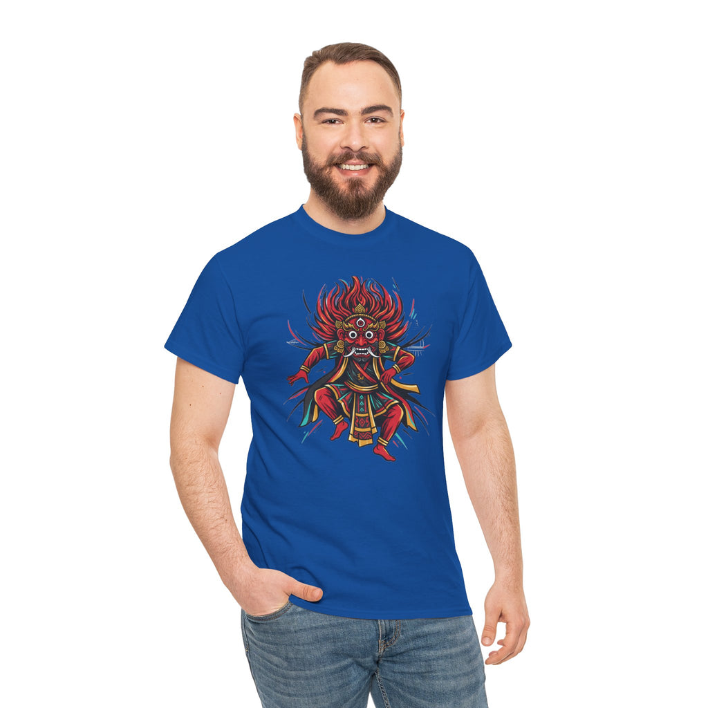 T-Shirt — Fierce Red Oni Demon Graphic Tee (Mythic Japanese Mask Design)