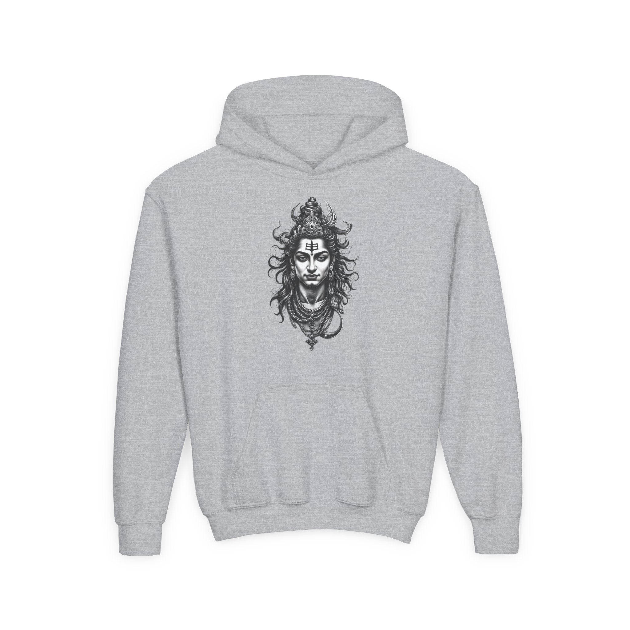 Shiva Illustration Youth Hoodie — Mystical Hindu God Graphic Pullover