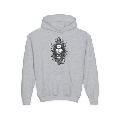 Shiva Illustration Youth Hoodie — Mystical Hindu God Graphic Pullover