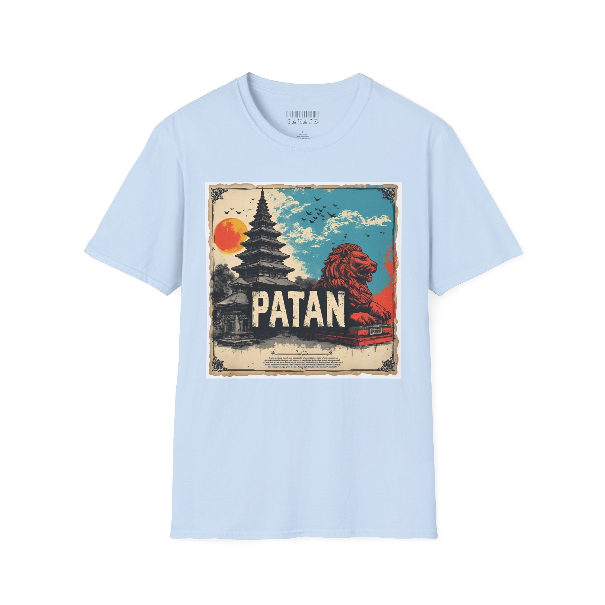 Patan City T-Shirt – Temple & Lion Graphic Tee, Nepali Cultural Heritage Design