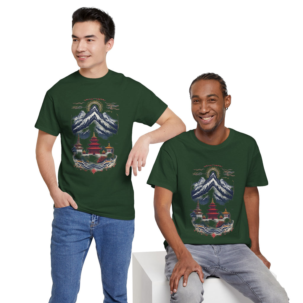 Japanese Mountain Pagoda T-Shirt — Zen Temple Landscape Tee