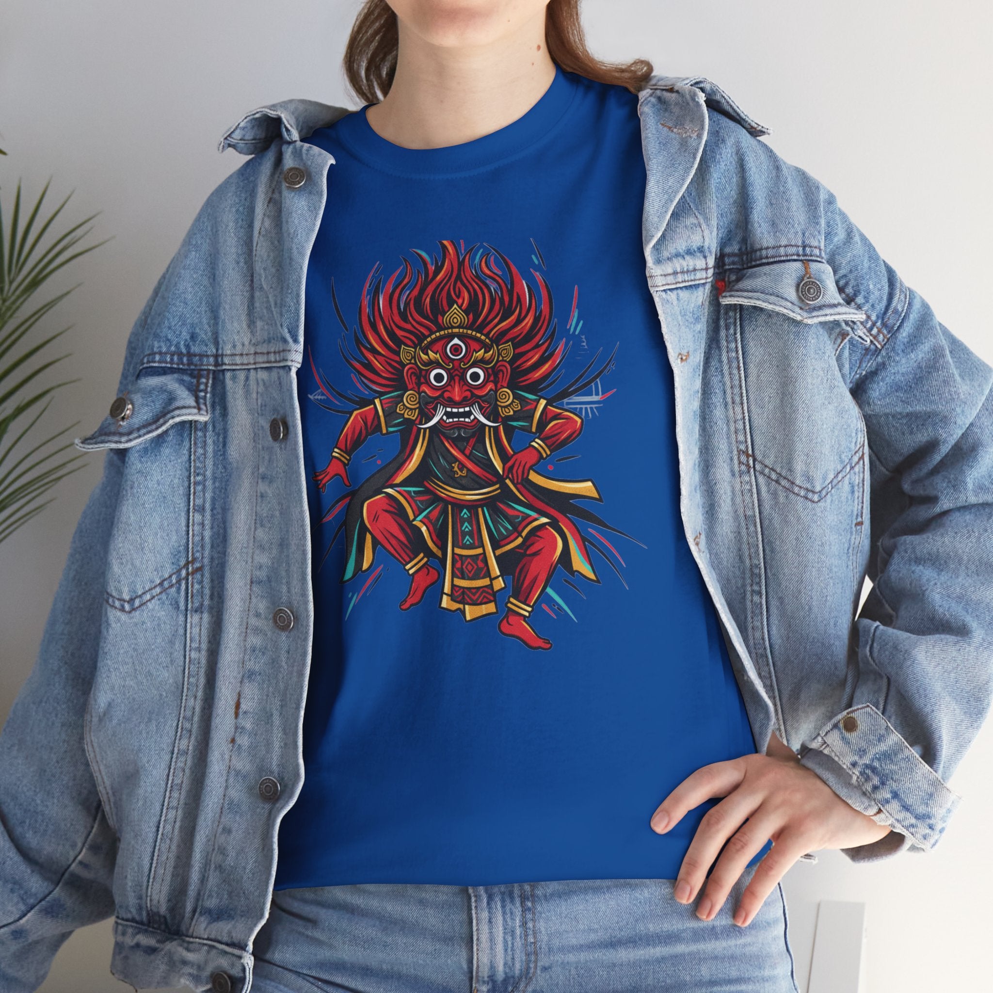 T-Shirt — Fierce Red Oni Demon Graphic Tee (Mythic Japanese Mask Design)