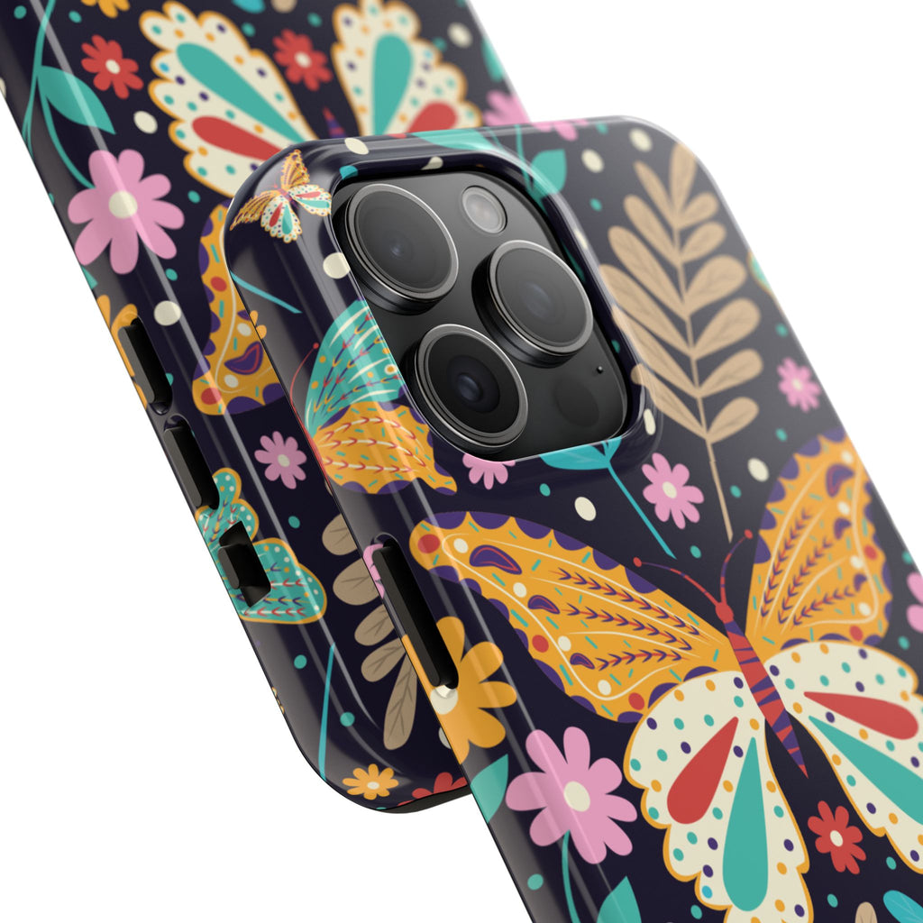 Floral Butterfly Tough Phone Case — Colorful Garden Protective Cover