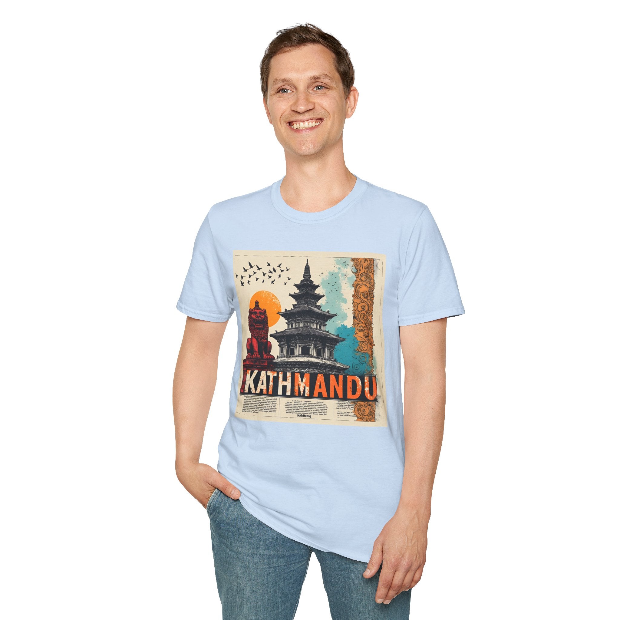 Kathmandu Vintage Travel T-Shirt – Retro Nepal Skyline Graphic Tee, Cultural Tourism Design