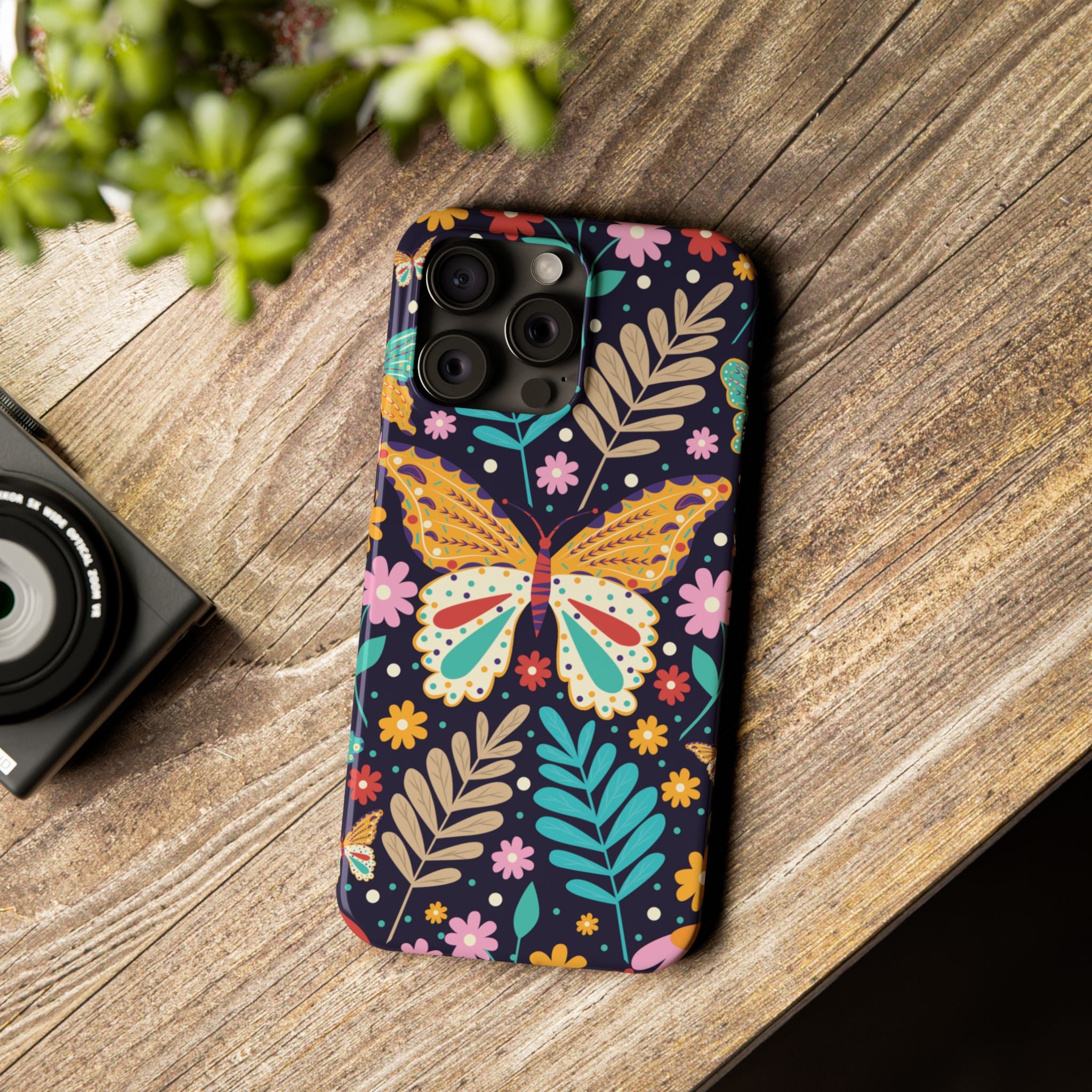 Butterfly Floral Slim Phone Case — Colorful Boho Garden Design