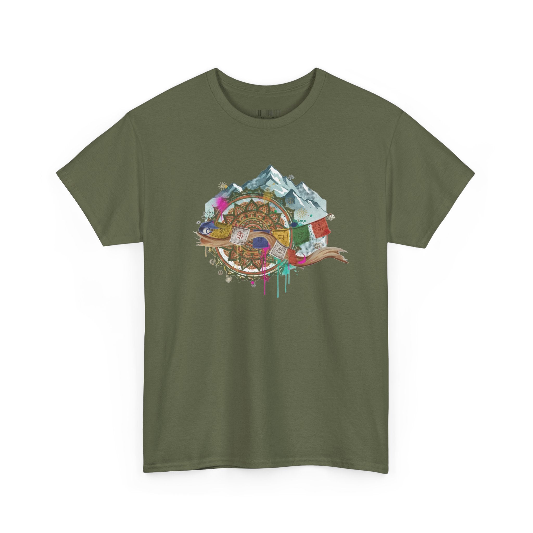 Adventure Compass Graphic Tee — Mountain, Globe & Flag Illustration