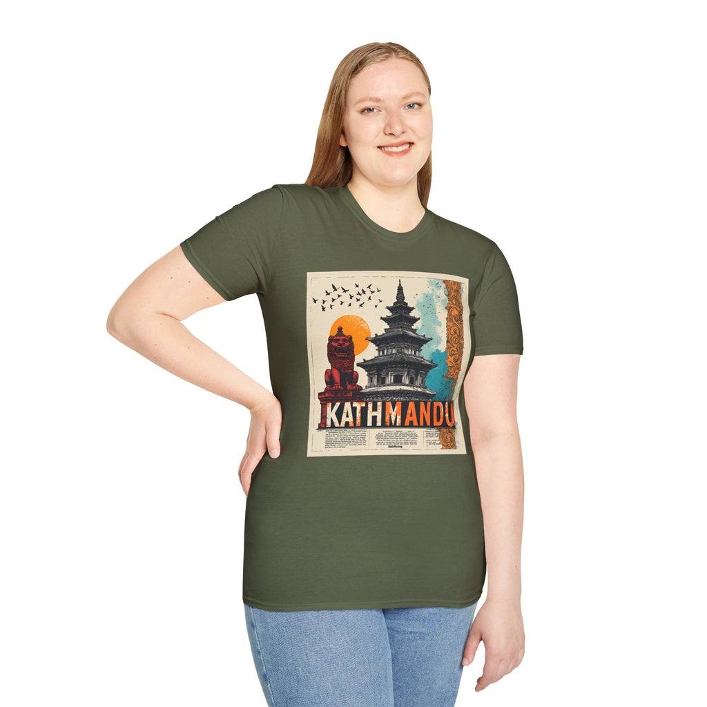 Kathmandu Vintage Travel T-Shirt – Retro Nepal Skyline Graphic Tee, Cultural Tourism Design