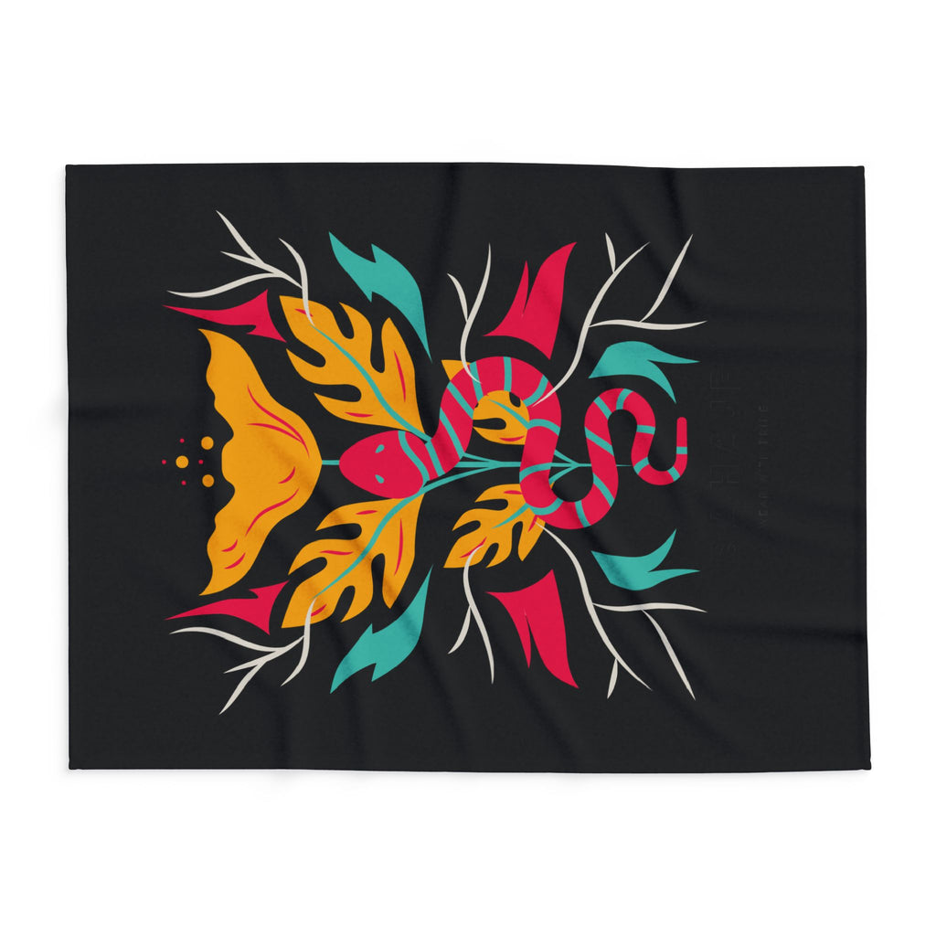 Arctic Fleece Blanket — Bold Floral Snake Print Throw
