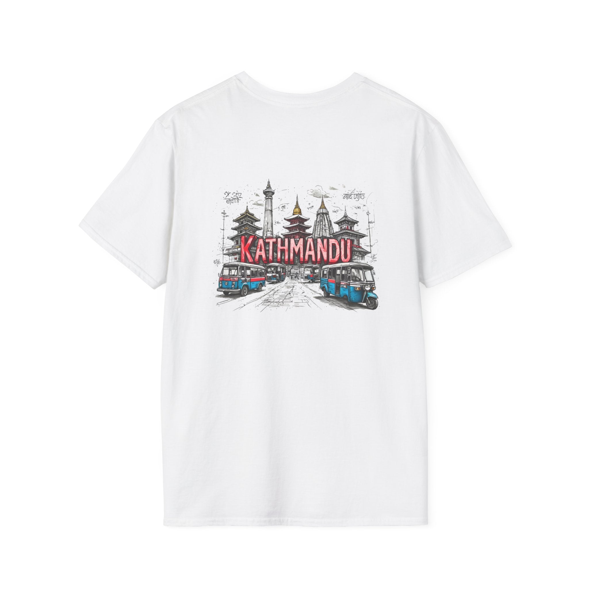 Kathmandu Travel T-Shirt — Nepali Temple & Vintage Jeep Graphic tee