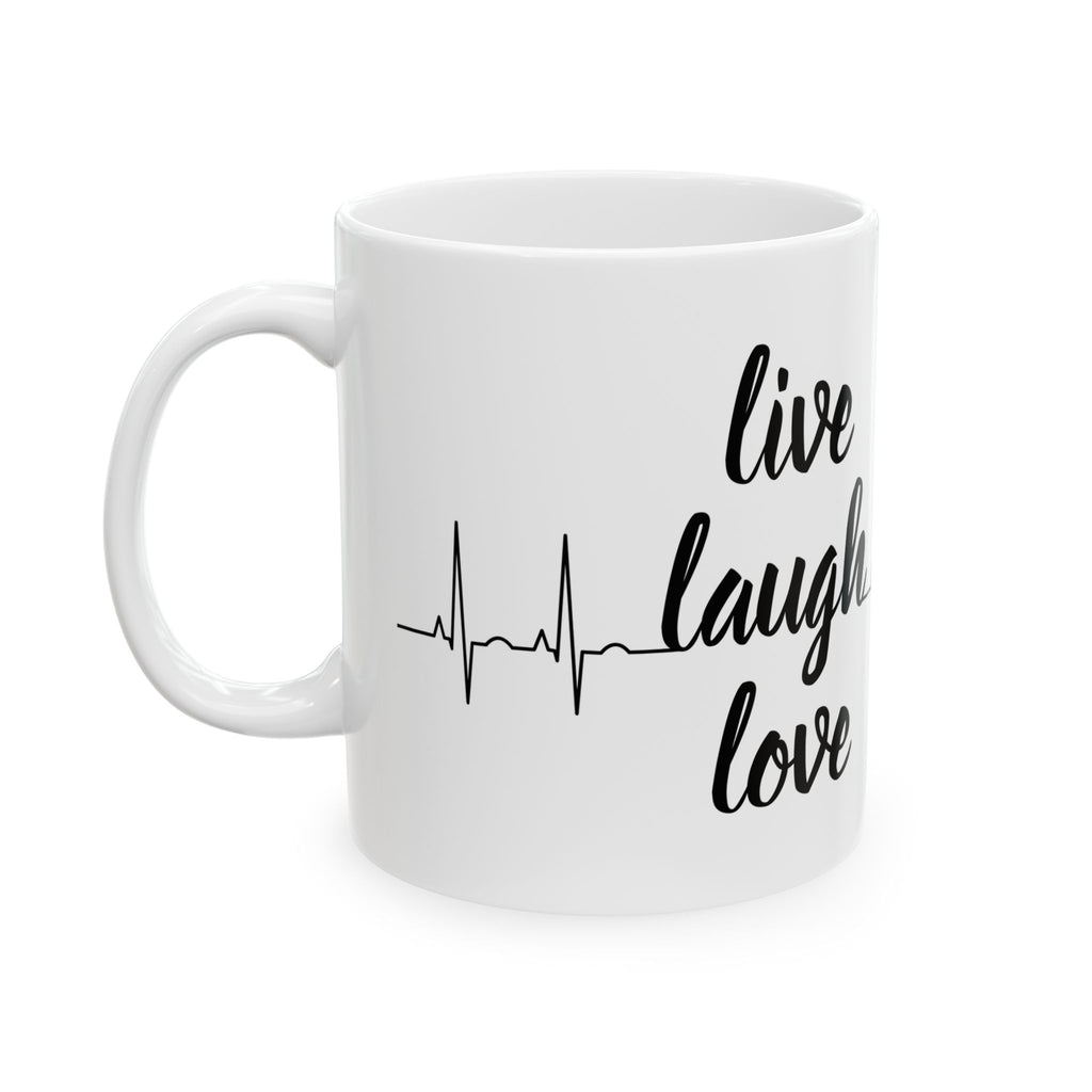 Inspirational Ceramic Mug - Live Laugh Love, Coffee Cup for Home & Office, Gift for Friends, Motivational Drinkware