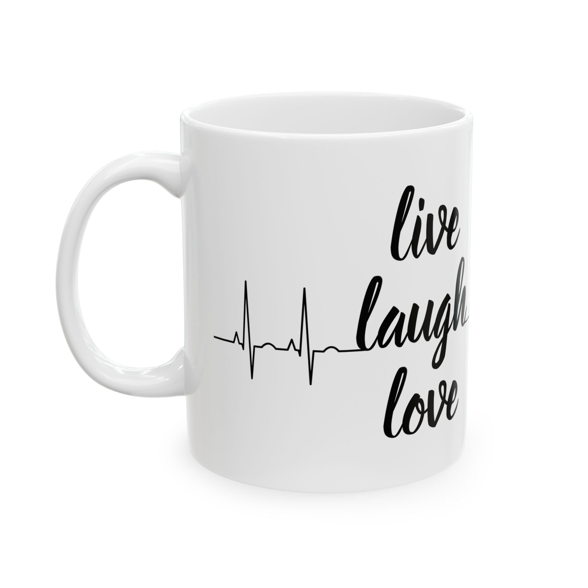 Inspirational Ceramic Mug - Live Laugh Love, Coffee Cup for Home & Office, Gift for Friends, Motivational Drinkware