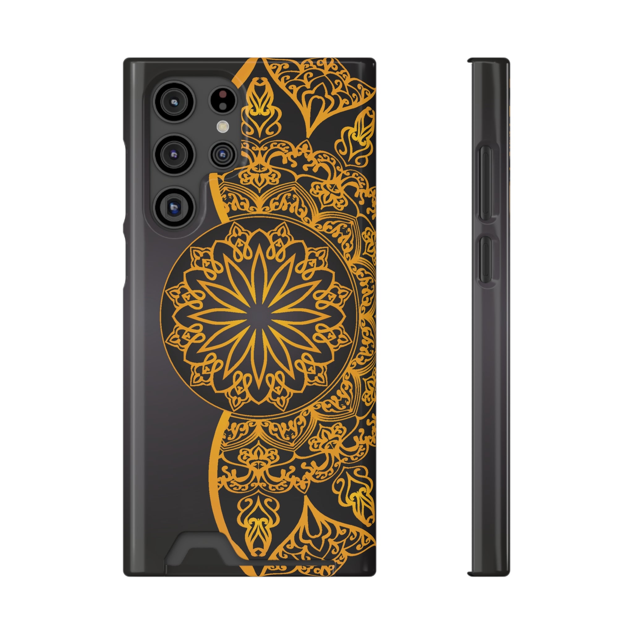 Elegant Mandala Phone Case With Card Holder, Boho Chic Gift, Smartphone Protector, Functional Accessory, Stylish Tech Decor