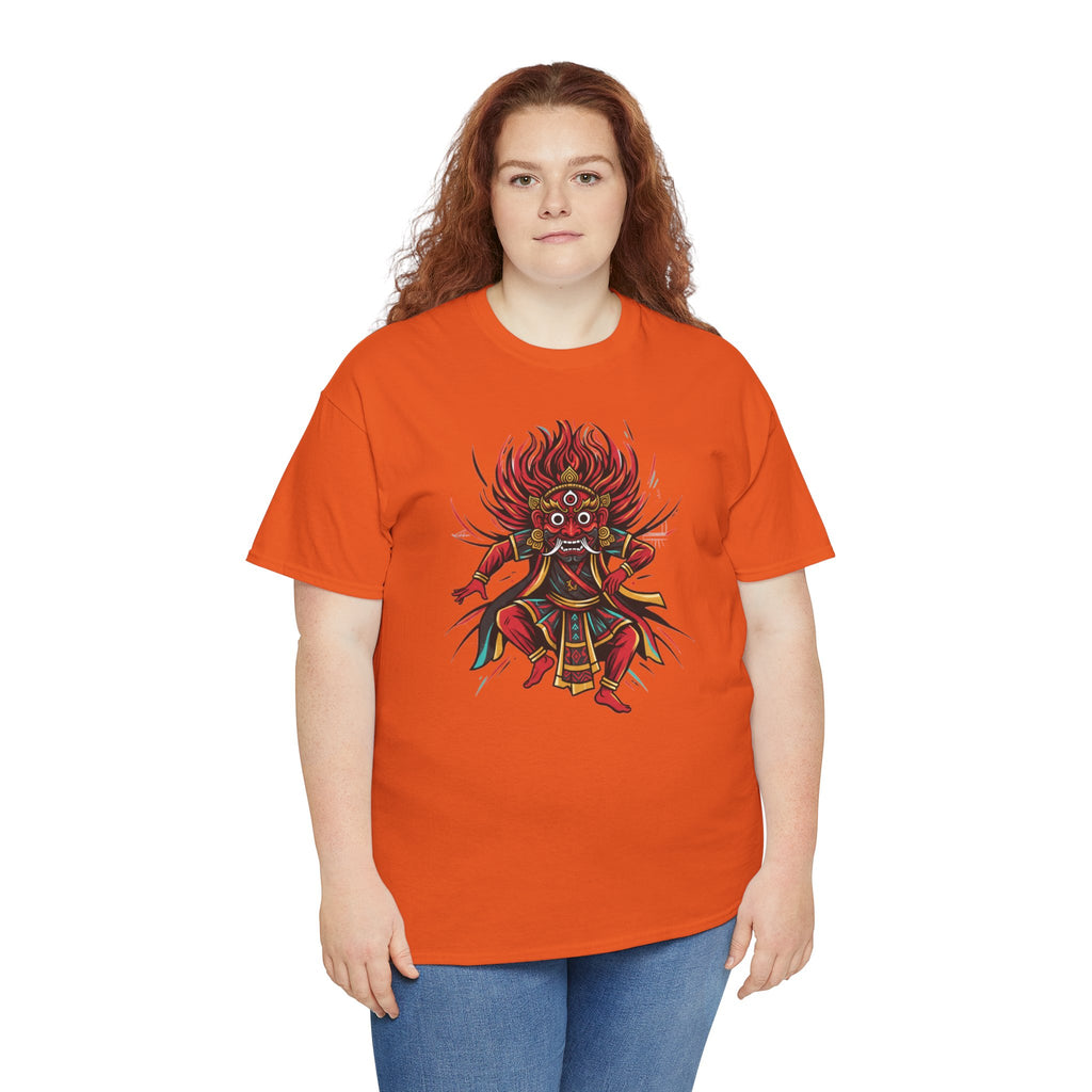 T-Shirt — Fierce Red Oni Demon Graphic Tee (Mythic Japanese Mask Design)