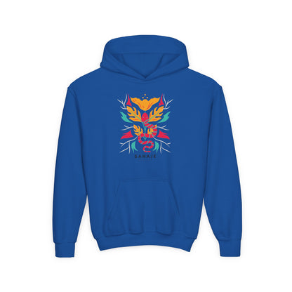 Youth Hoodie — Colorful Sahaja Floral Serpent Design