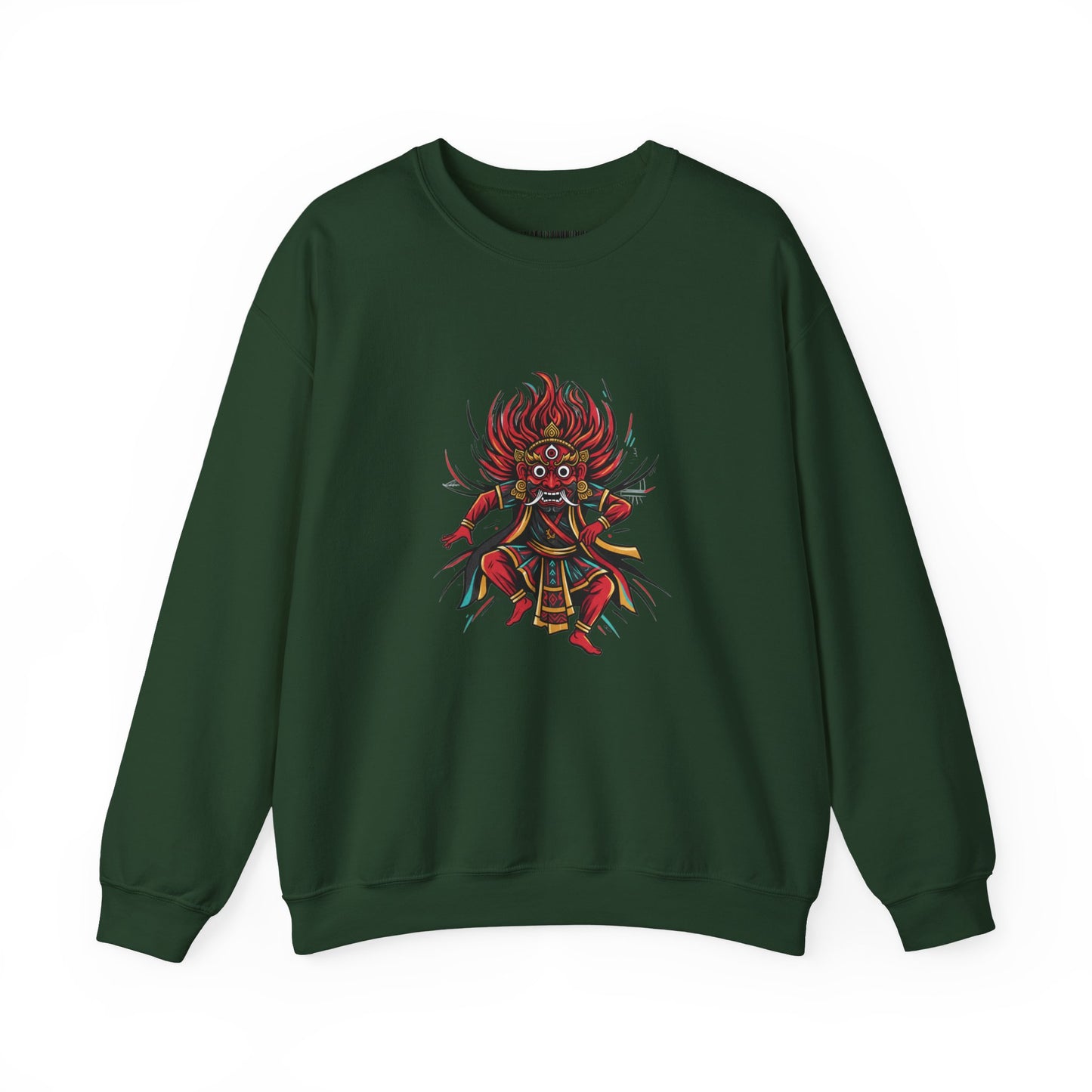 Crewneck Sweatshirt — Red Demon Guardian Graphic