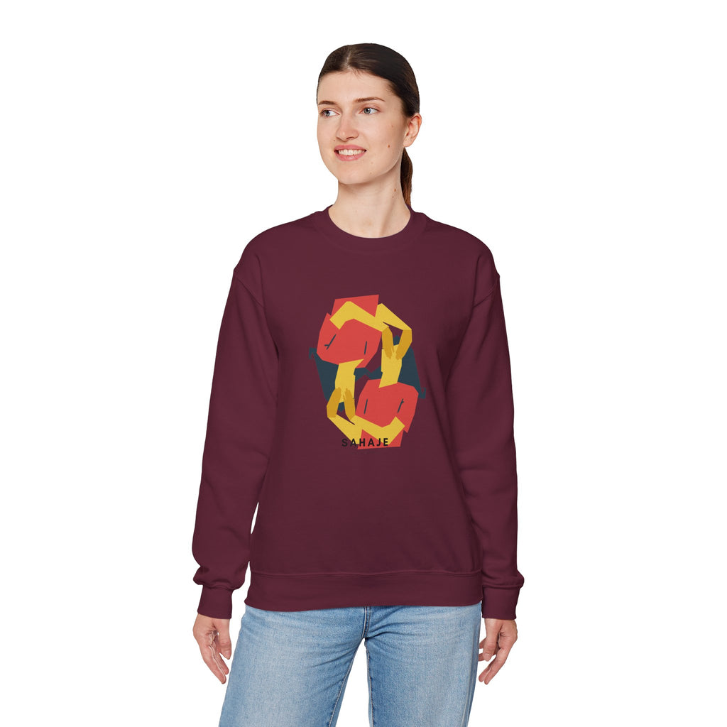 Abstract Flamingo Geometric Crewneck Sweatshirt