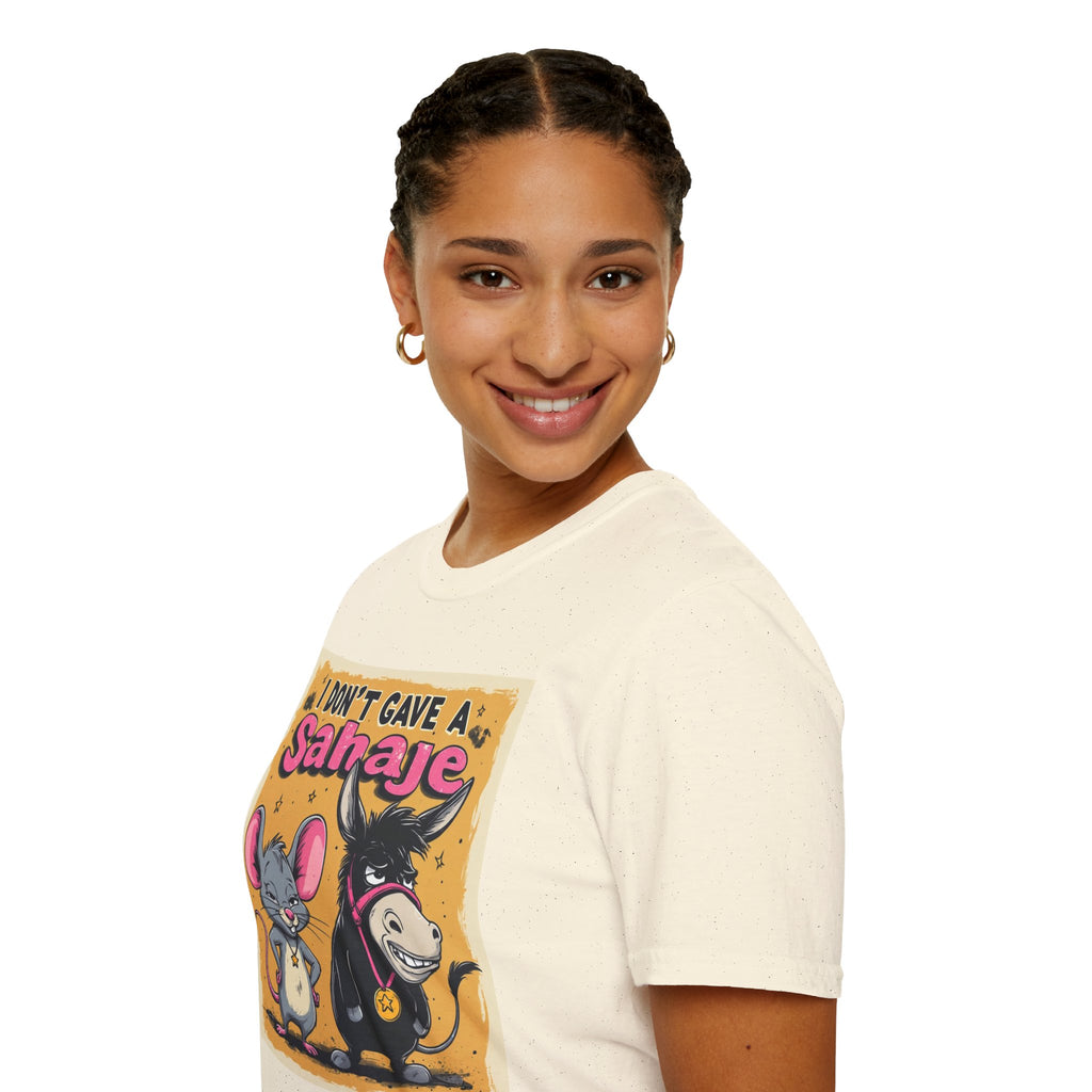 Don’t Give a Satrage T-Shirt — Funny Mouse & Donkey Cartoon Tee