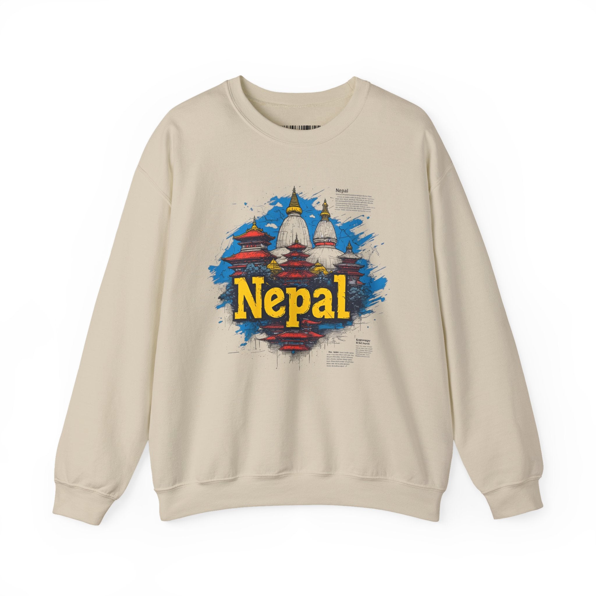 Nepal Landmark Crewneck Sweatshirt – Vintage Kathmandu Stupa Travel Pullover