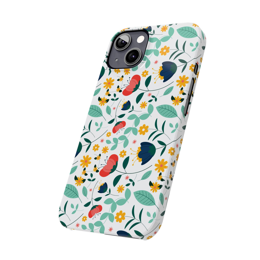 Floral Slim Phone Case — Colorful Folk Flower Pattern