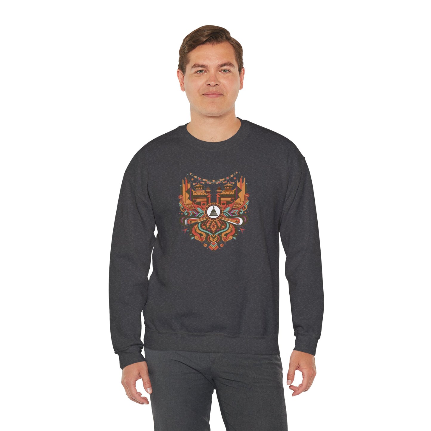Vintage Tribal Fox Sweatshirt — Geometric Forest Animal Crewneck