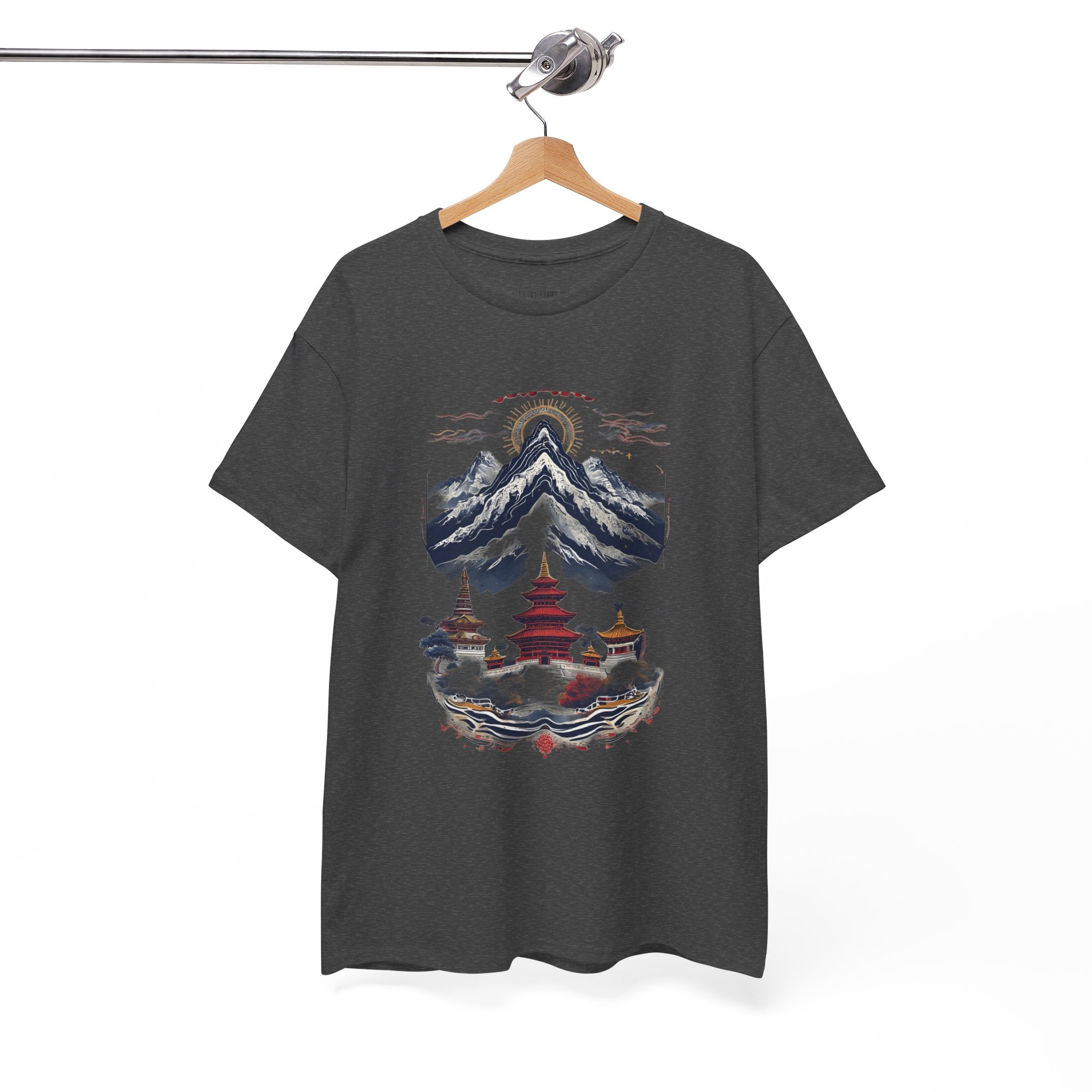 Japanese Mountain Pagoda T-Shirt — Zen Temple Landscape Tee