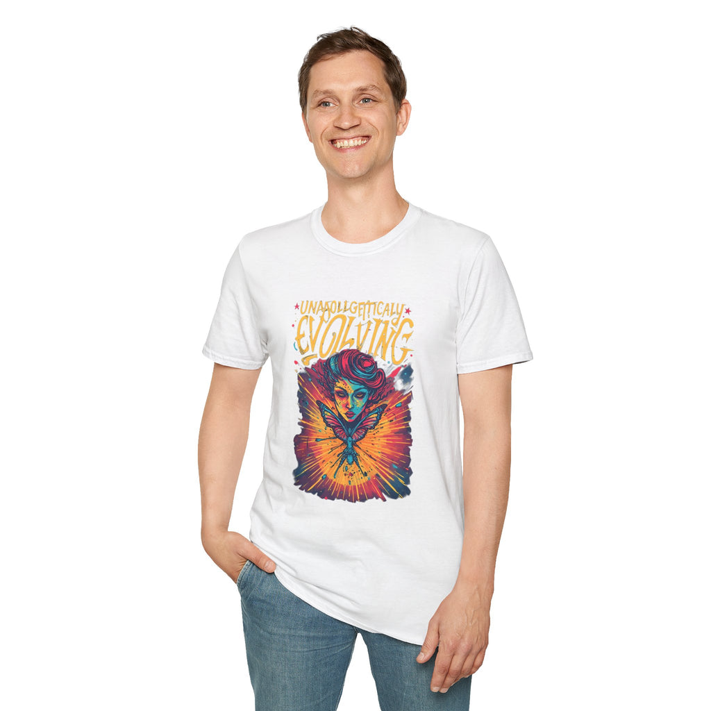Evolving Butterfly Graphic T-Shirt — "Unapologetically Evolving" Vibrant Psychedelic Tee