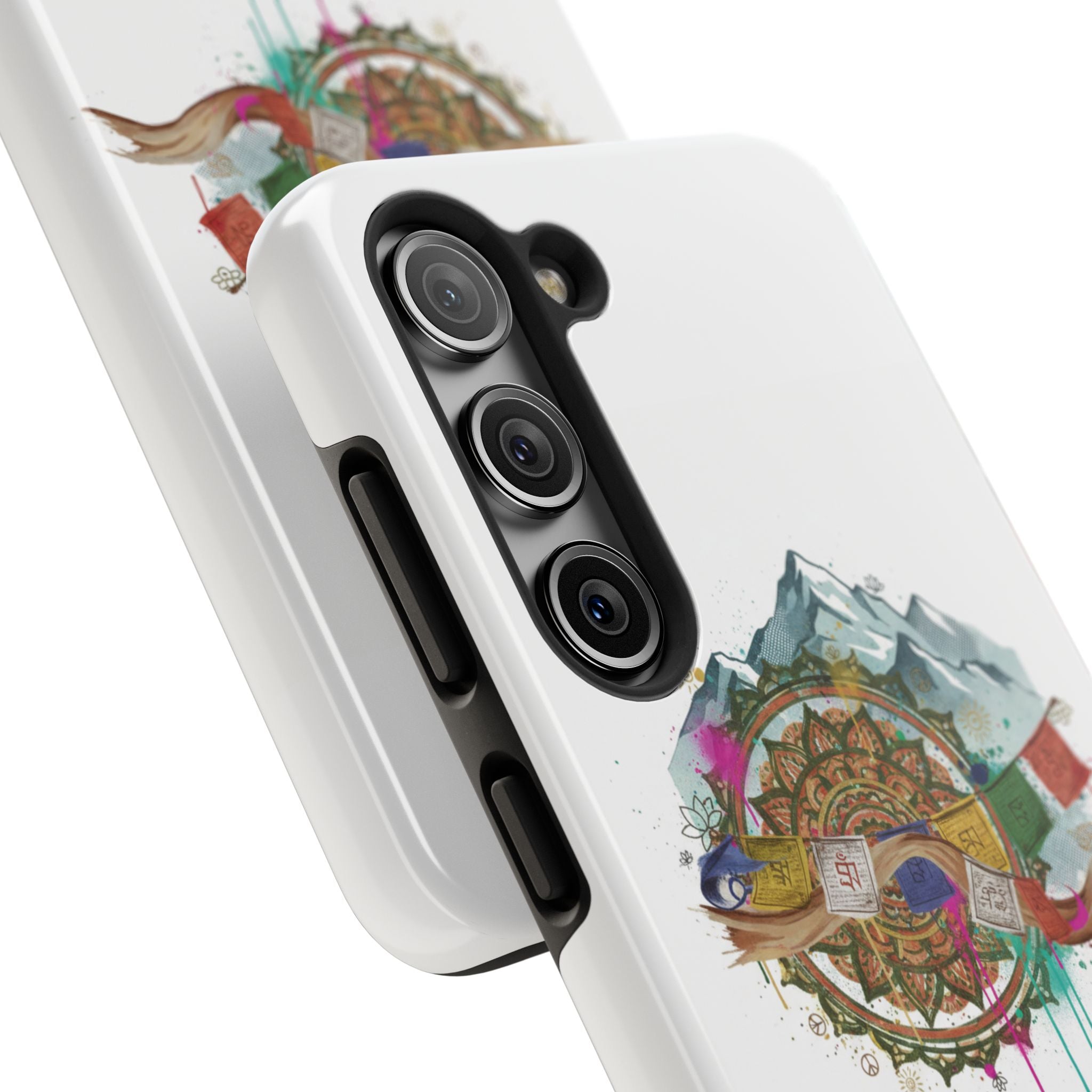 Mountain Compass Tough Phone Case with Prayer Flags & Fish Design