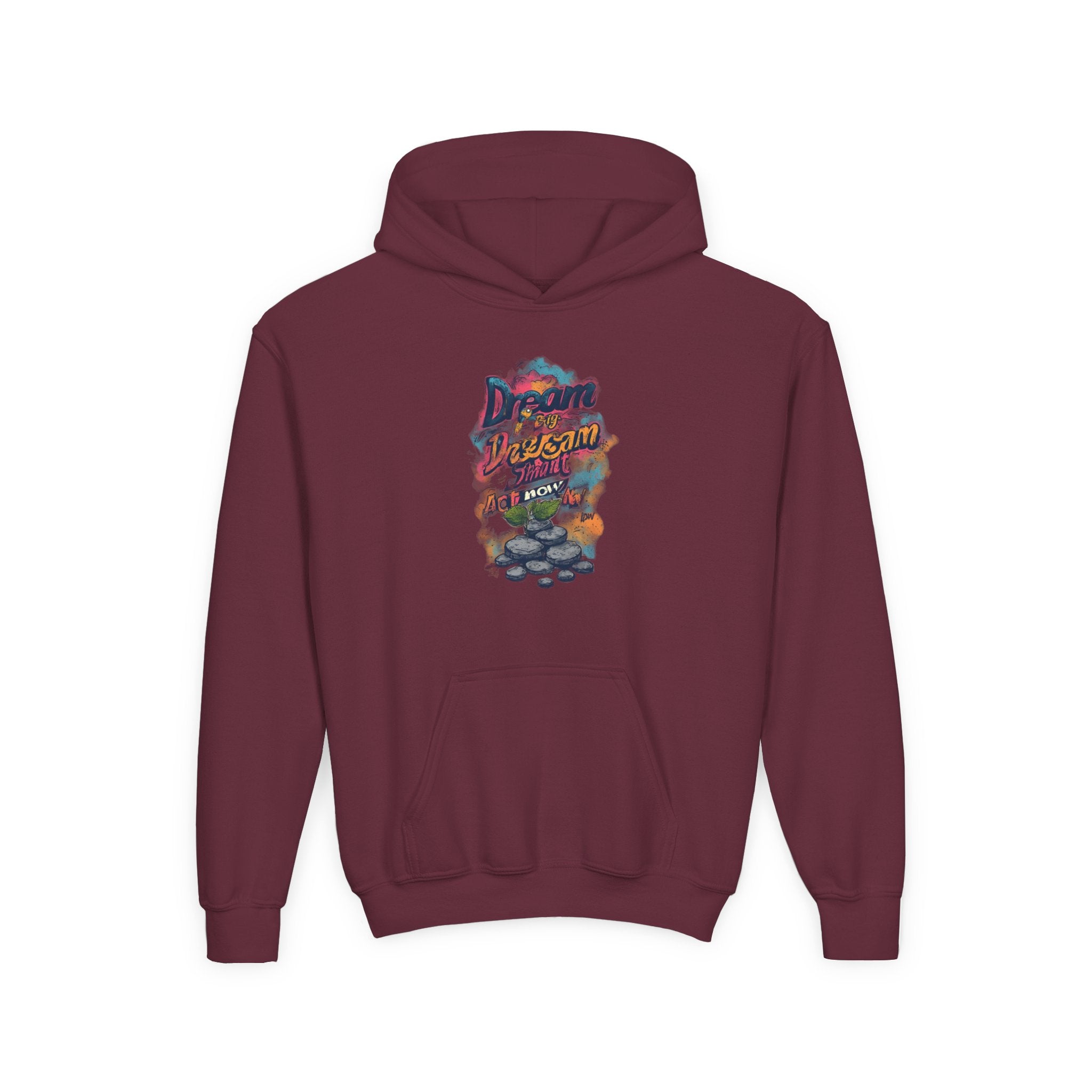 Dream Chasin' Youth Hoodie — Colorful Motivational Graphic Hoodie