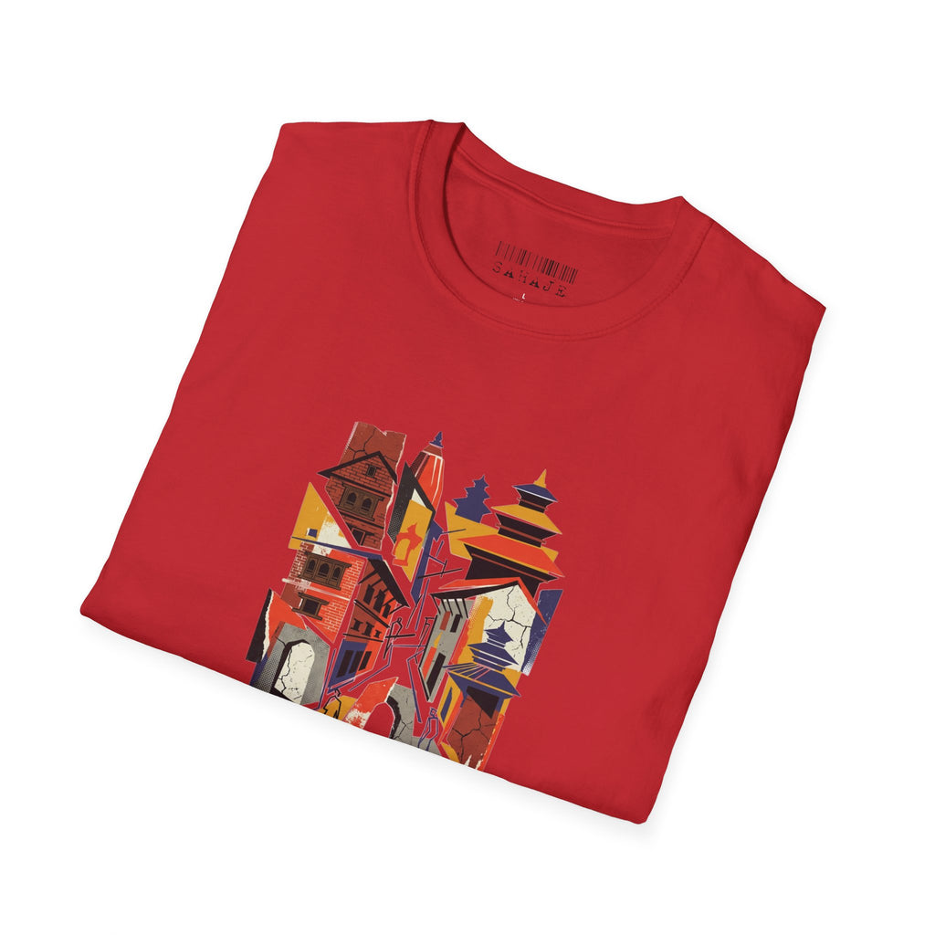 Cityscape Art Tee — Abstract Urban Alley Illustration T-Shirt