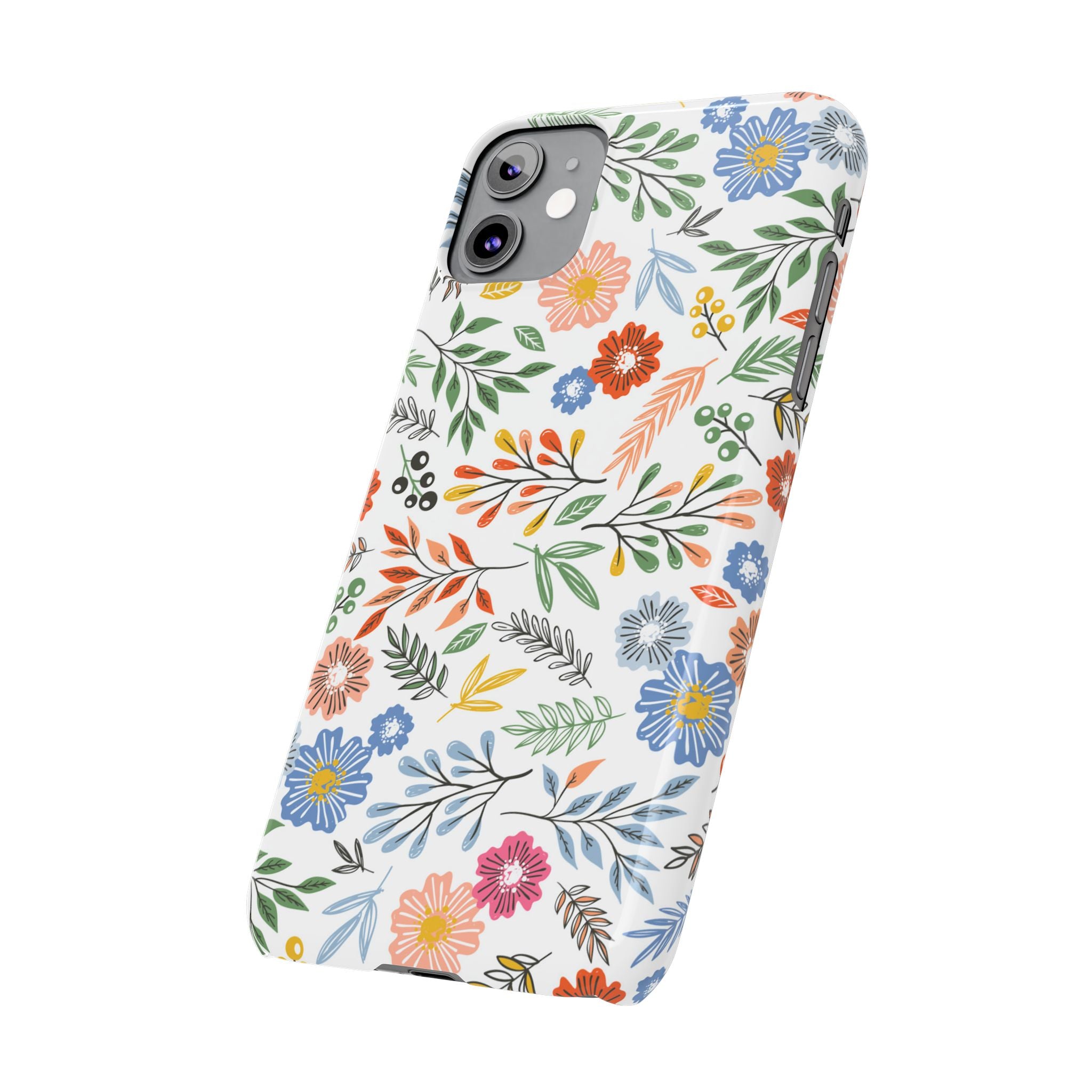 Slim Floral Phone Case — Colorful Hand-Drawn Wildflower Design