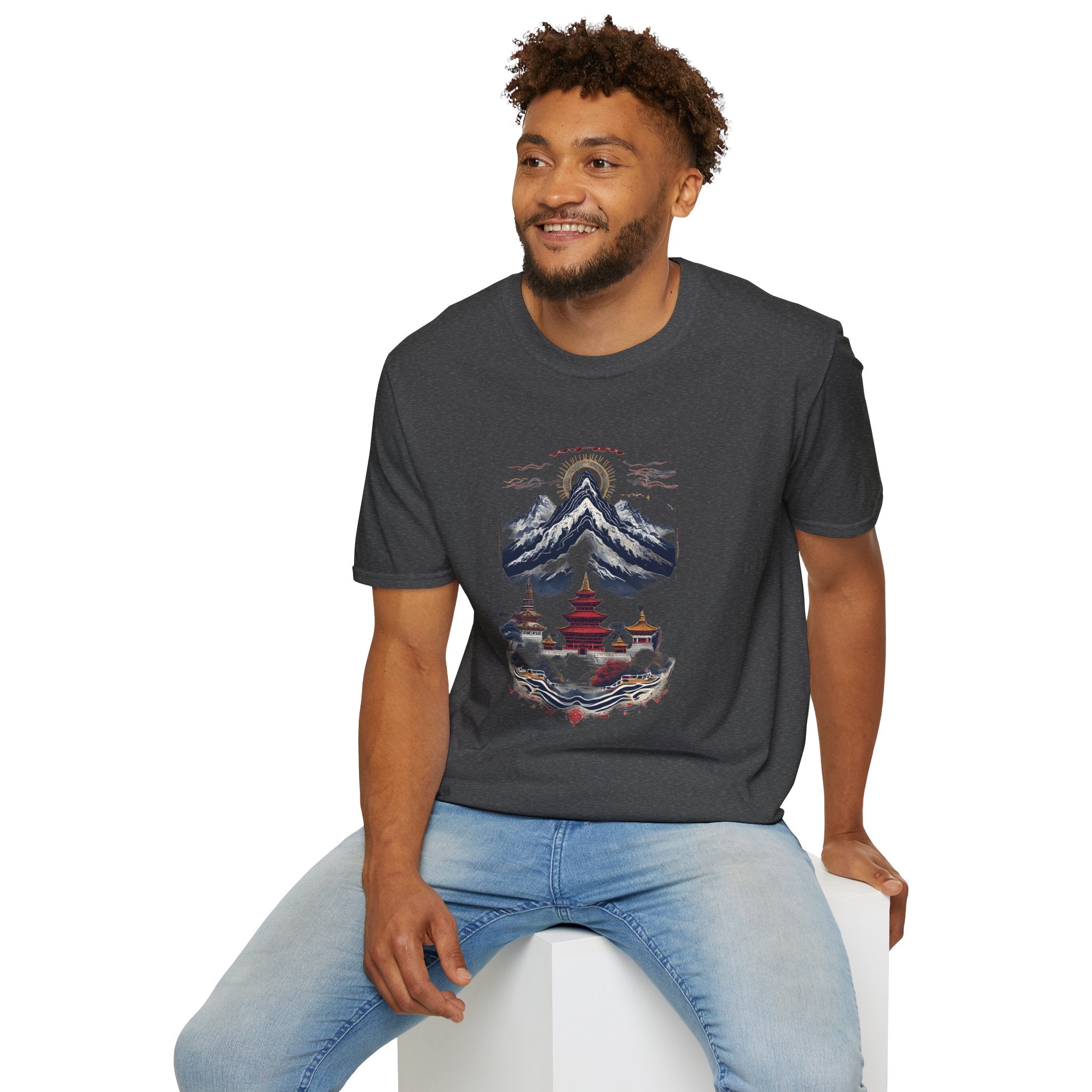 Asian Landscape T-Shirt — Mountain Pagoda Scenic Tee