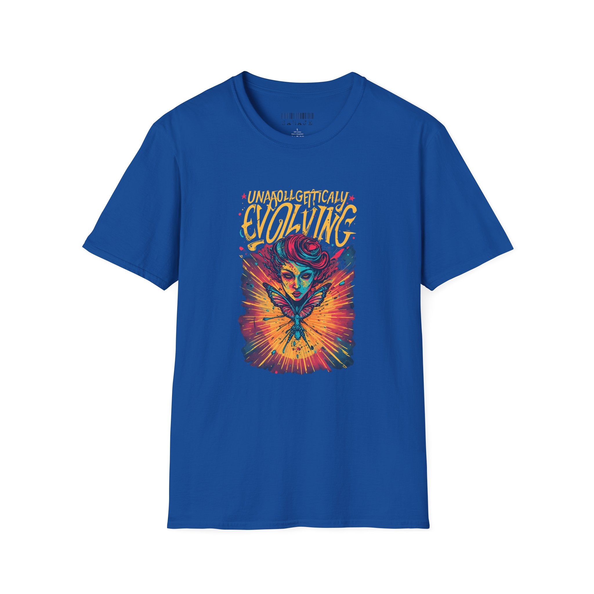 Unapologetically Evolving T-Shirt — Vibrant Butterfly Woman Graphic Tee
