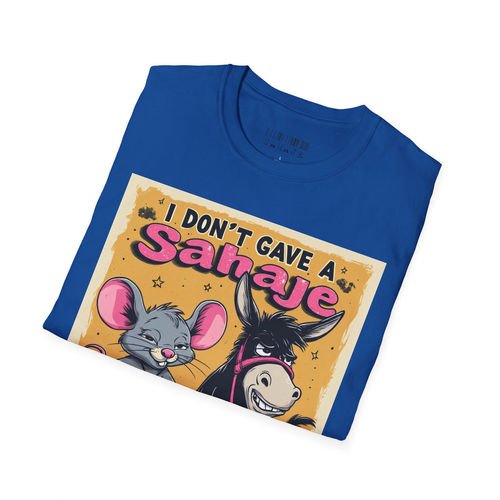 Don’t Give a Satrage T-Shirt — Funny Mouse & Donkey Cartoon Tee