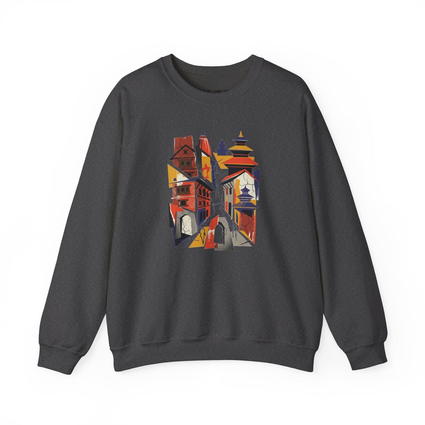 Crewneck Sweatshirt — Abstract Cityscape Graphic (Colorful Architectural Illustration)