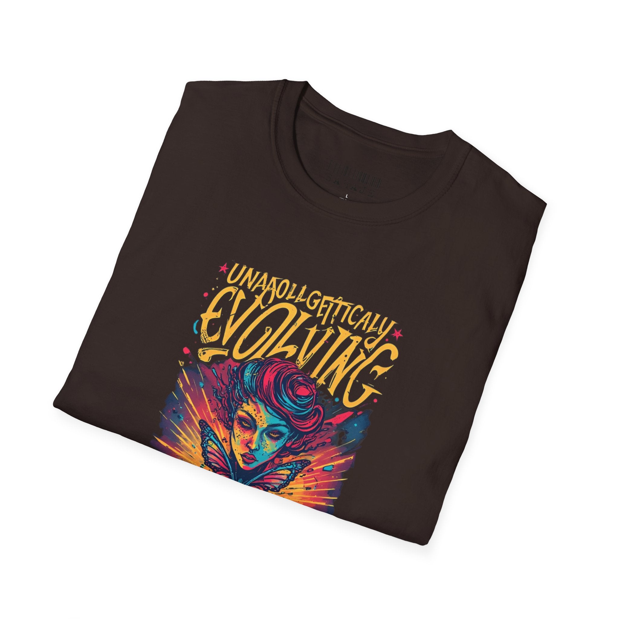 Unapologetically Evolving T-Shirt — Vibrant Butterfly Woman Graphic Tee
