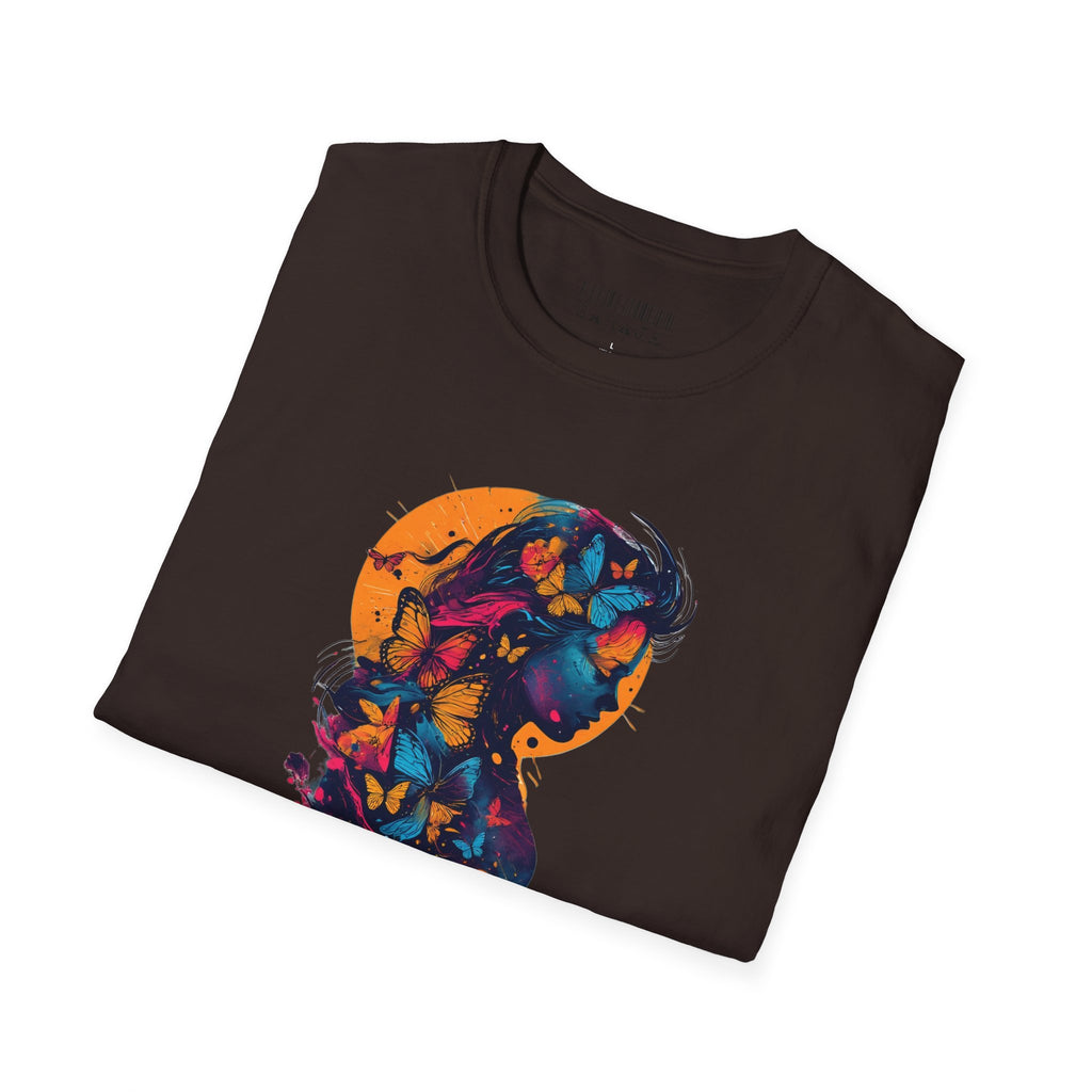 Butterfly Silhouette T-Shirt — Colorful Floral Profile Tee