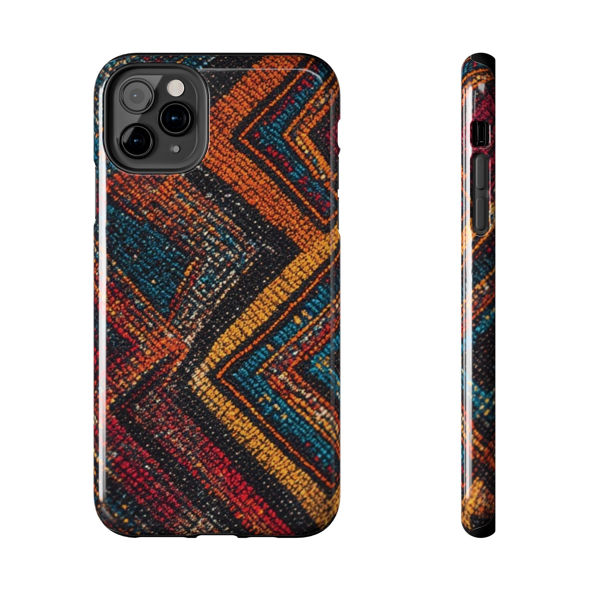 Tough Phone Case — Boho Geometric Rug Pattern, Protective iPhone Cover