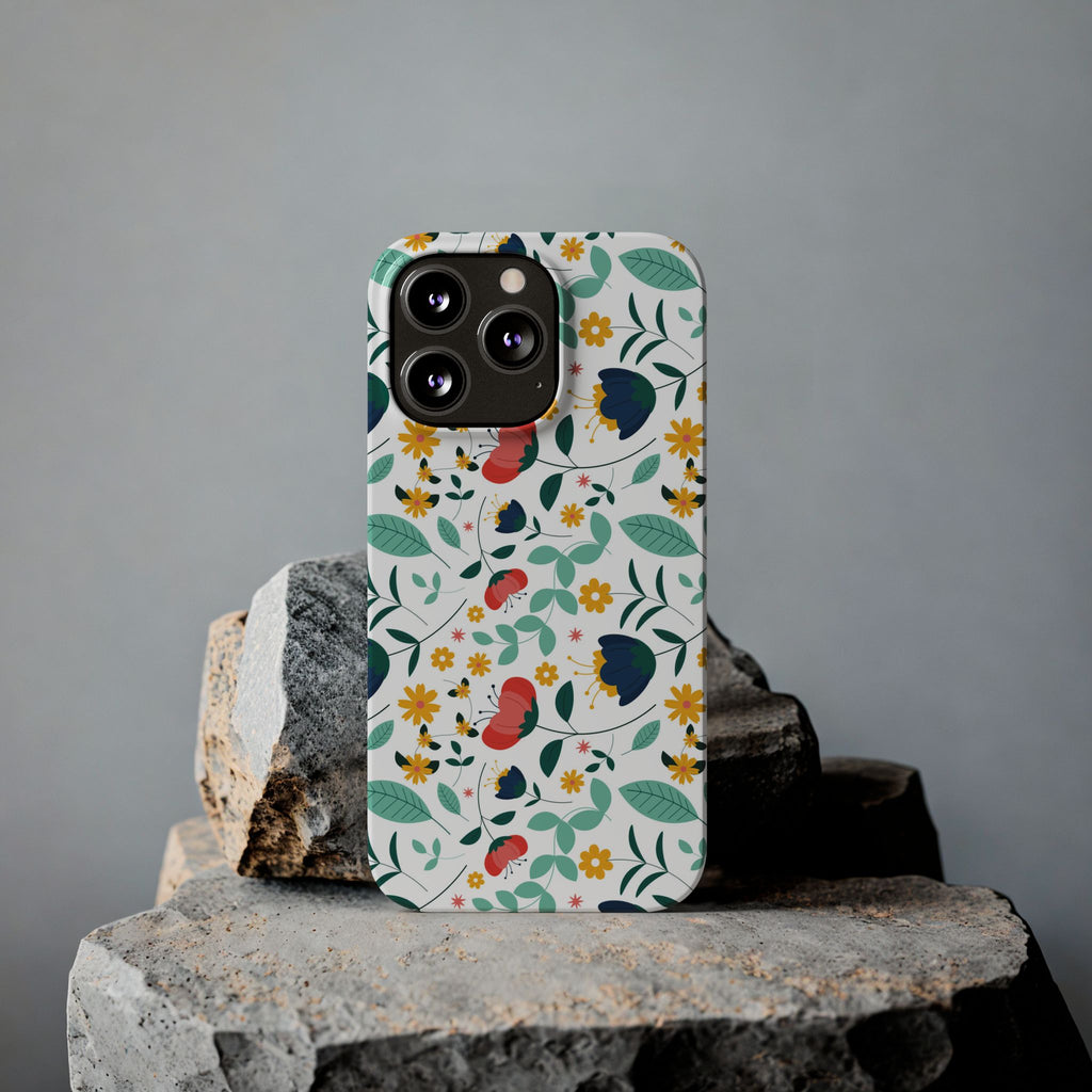 Floral Slim Phone Case — Colorful Folk Flower Pattern