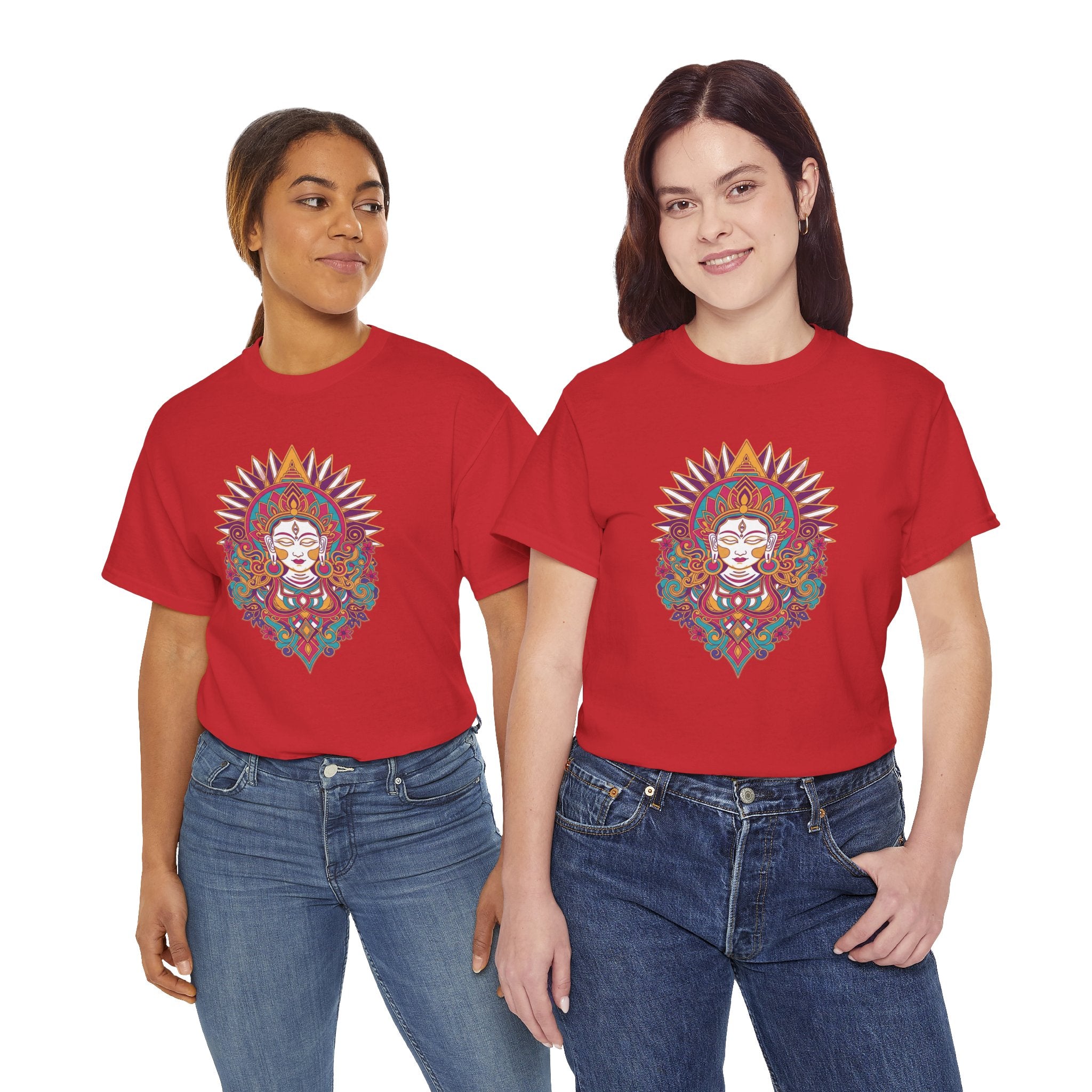 Spiritual Goddess Sun Mandala Tee — Colorful Boho Yoga T‑Shirt
