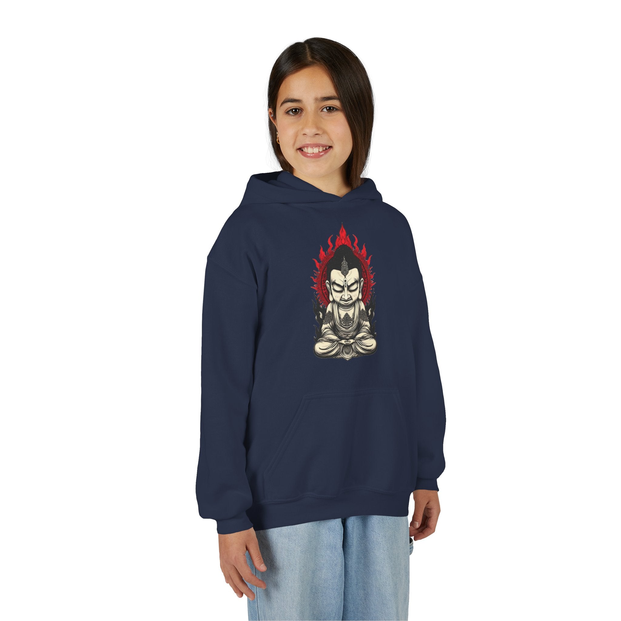 Youth Hoodie — Flaming Meditating Demon Graphic