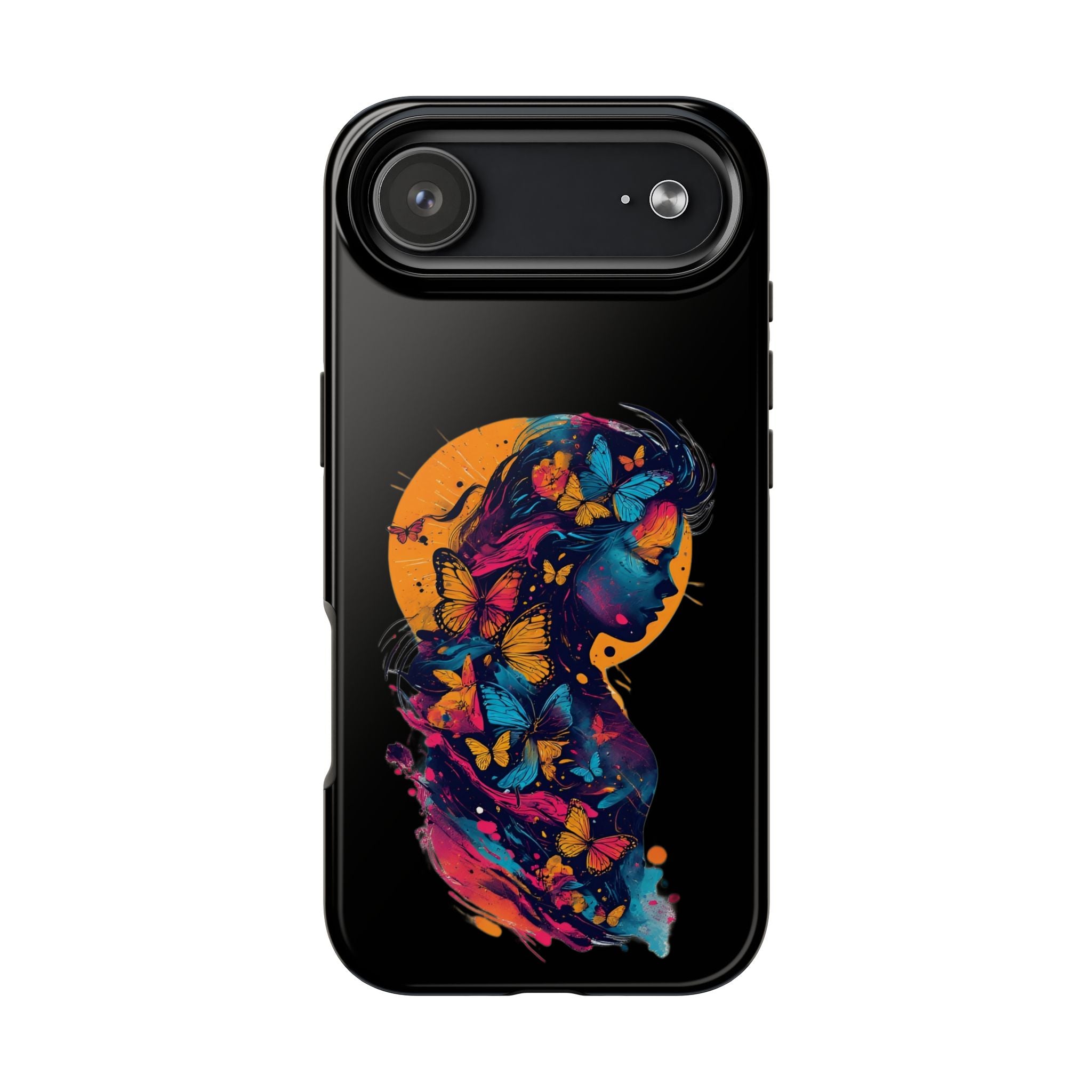 Butterfly Silhouette Tough Phone Case — Colorful Woman Art Protective Cover