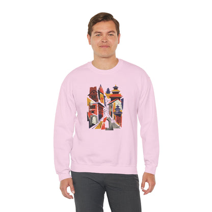 Crewneck Sweatshirt — Abstract Cityscape Graphic (Colorful Architectural Illustration)
