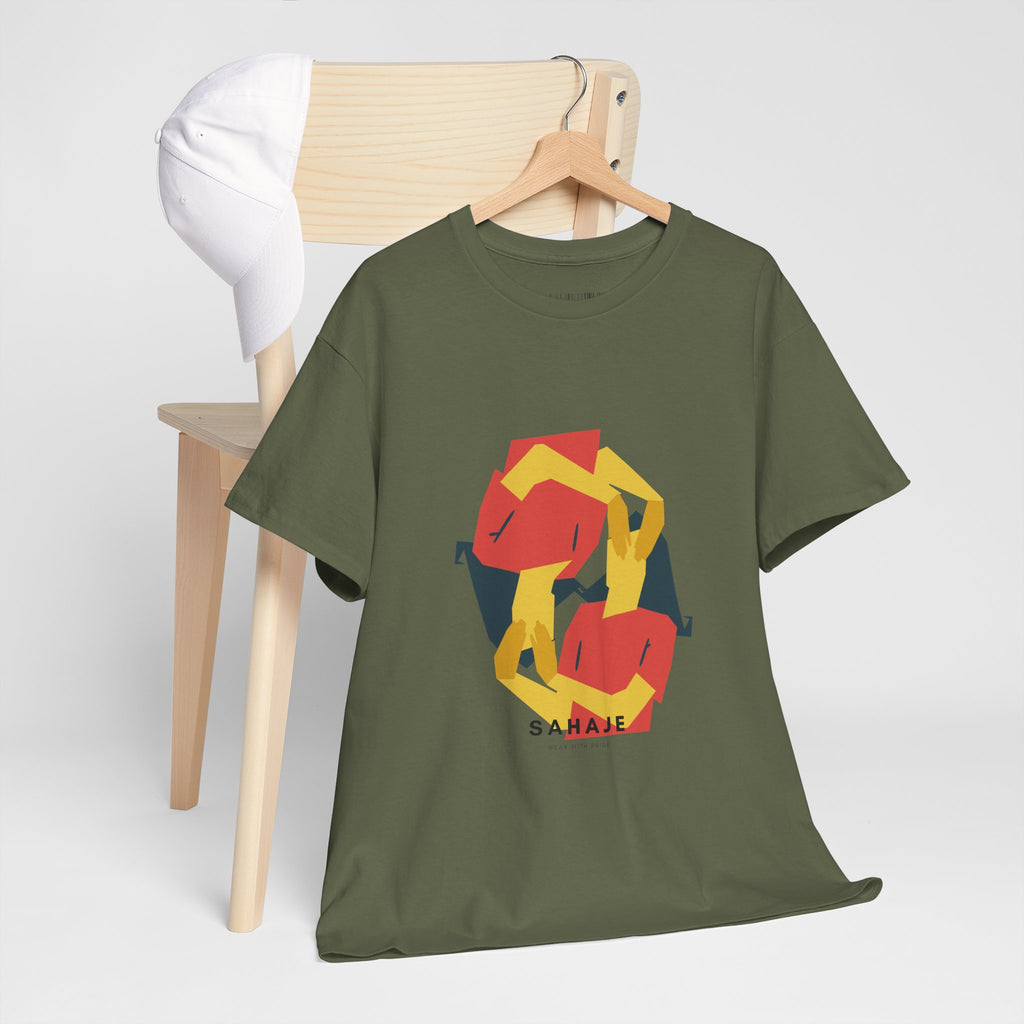 Geometric Fox Tee — Stylized Red & Yellow Fox Illustration T-Shirt