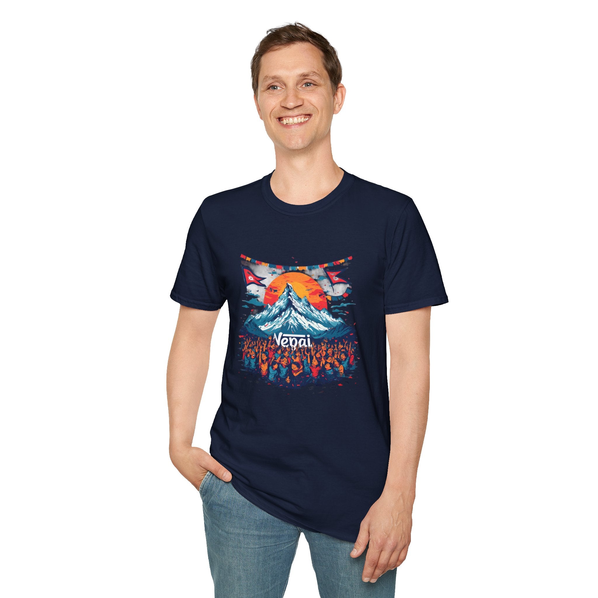 Nepal Mountain Sunrise T-Shirt — Retro Trekking Graphic Tee