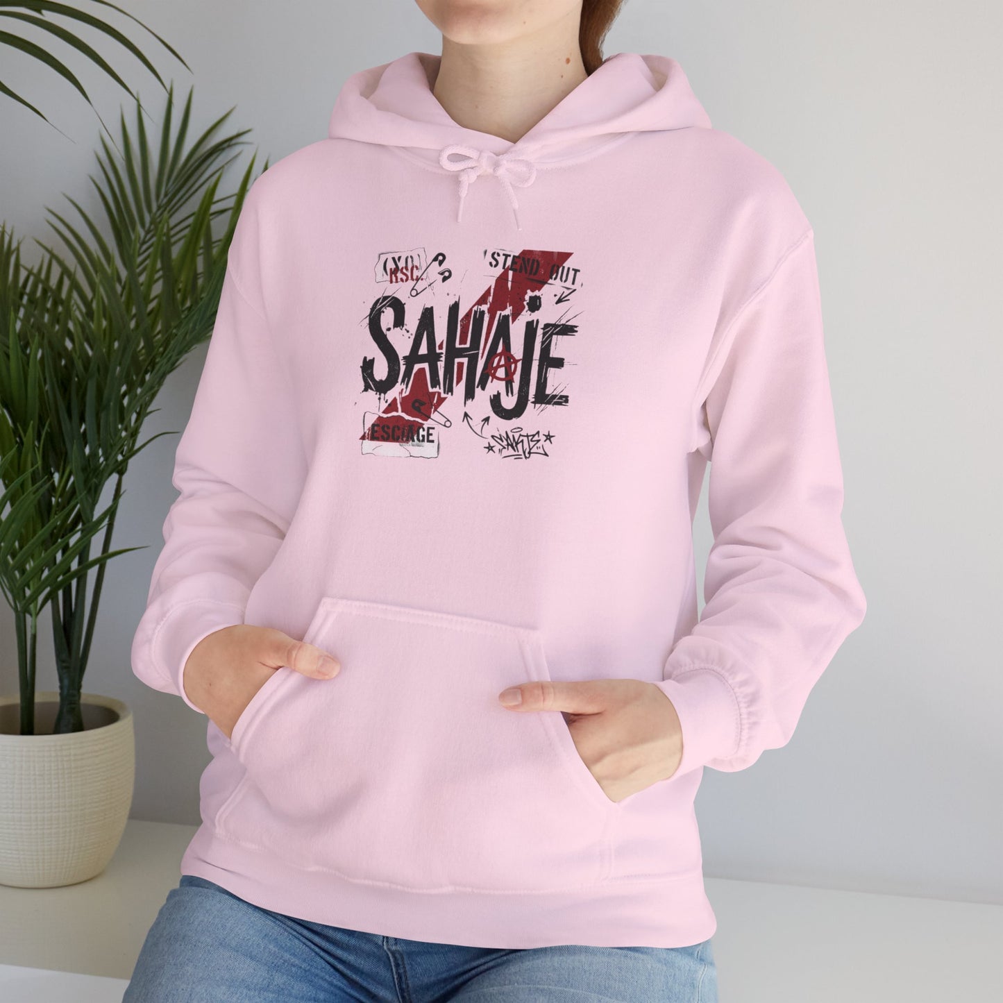 Sahaje Graphic Hoodie – Distressed Vintage Script Pullover