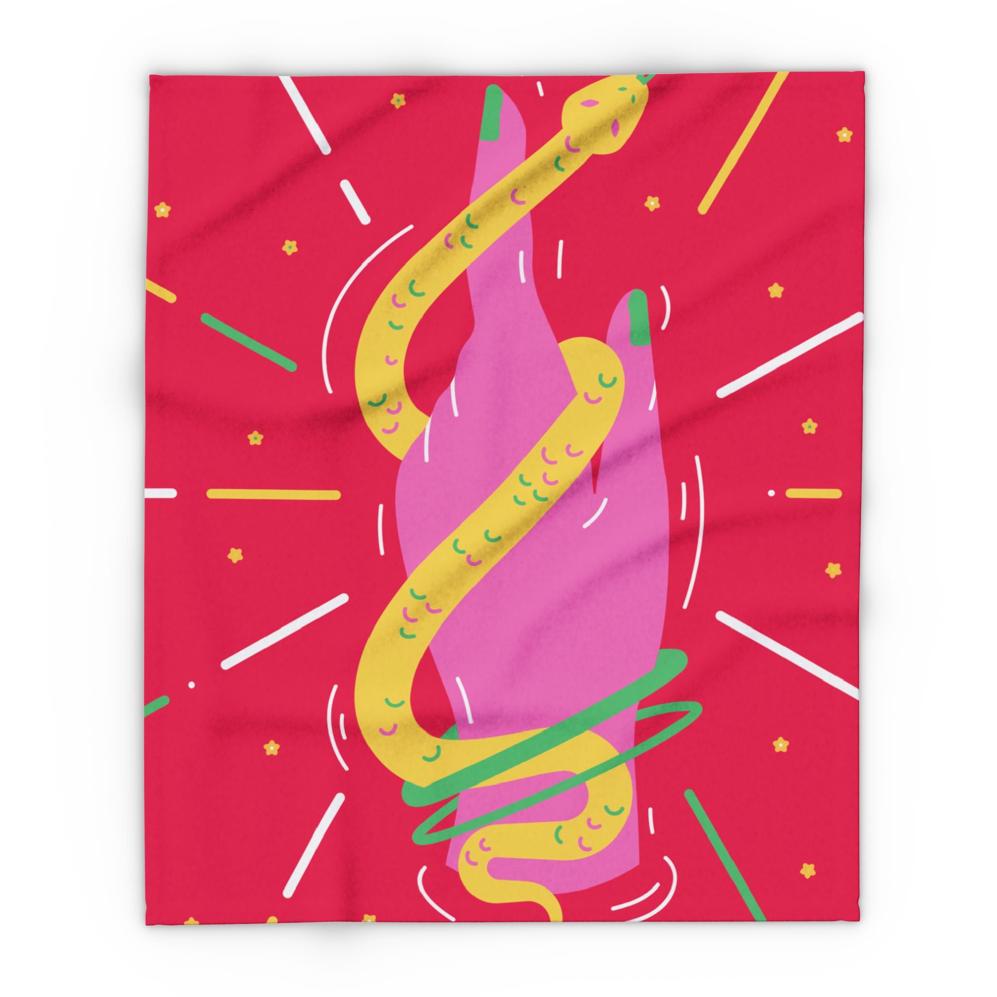 Vibrant Snake Hand Fleece Blanket